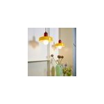 Suspension en verre et m�tal jaune et rouge �25 cm e27 25 w jumell yori