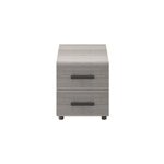 Table de chevet sur pieds effet ch�ne gris� 2 tiroirs goodhome atomia h. 42, 5 x l. 37, 5 x p. 45 cm