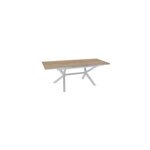 Table de jardin extensible absolu proloisirs cramique mat coloris chne clair chssis blanc p. 100 cm ...