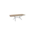 Table de jardin extensible absolu proloisirs c�ramique mat coloris ch�ne clair ch�ssis blanc p. 100 cm ...