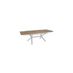 Table de jardin extensible absolu proloisirs hpl mat coloris ch�ne ch�ssis blanc p. 100 cm x l. 180 / ...