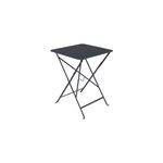Table de jardin pliante bistro en métal coloris carbone l. 57 x l. 57 x h. 74 cm Table de jardin pliante bistro en métal coloris carbone l. 57 x l. 57 x h. 74 cm