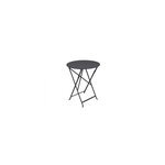 Table de jardin pliante bistro en métal coloris carbone Ø. 60 x h. 74 cm Table de jardin pliante bistro en métal coloris carbone Ø. 60 x h. 74 cm