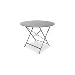 Table de jardin pliante bistro en m�tal coloris carbone �. 96 x h. 74 cm