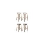 Tabouret en plastique blanc et pieds en bois homesight riva 65 cm, 4 pices