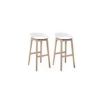 Tabouret en plastique blanc et pieds en bois homesight riva 75 cm, 2 pices