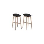 Tabouret en plastique noir et pieds en bois homesight riva 65 cm, 2 pices