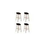 Tabouret en plastique noir et pieds en bois homesight riva 65 cm, 4 pices
