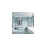 Tapis de bain 50 x 80 cm en polyester microfibre, rayures bleu aqua, spirella nami