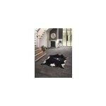 Tapis imitation peau de vache et effet daim goodhome l. 155x l. 190 cm noir et blanc Tapis imitation peau de vache et effet daim goodhome l. 155x l. 190 cm noir et blanc