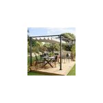 Tonnelle autoportante acier, aluminium et toit rtractable polyester blooma moses gris 4 x 3 m