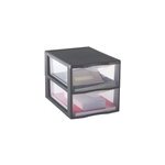 Tour en plastique 2 tiroirs kontor gris h. 25, 5 x l. 26 x p. 37 cm
