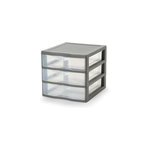 Tour en plastique 3 tiroirs kontor gris h. 17 x l. 21 x p. 18 cm