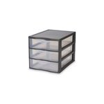 Tour en plastique 3 tiroirs kontor gris h. 25, 5 x l. 25. 5 x p. 36 cm
