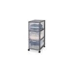 Tour en plastique 3 tiroirs kontor gris h. 63, 5 x l. 36, 5 x 26 cm
