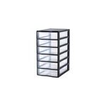 Tour en plastique 6 tiroirs orgamix noir h. 50 x l. 26 x p. 36, 5 cm