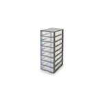 Tour en plastique 8 tiroirs kontor gris h. 68 x l. 36, 5 x p. 26 cm