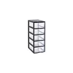 Tour en plastique 5 tiroirs orgamix noir h. 61 x l. 26 x p. 36 cm