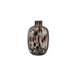 Vase d�coratif en verre coloris gris tachet� blanc . 11, 5 x h. 18, 5 cm