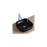 Vasque  poser carre gamme lou en cramique imitation marbre noir l. 37 x p. 37 x h. 12 cm