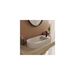 Vasque à poser ovale en béton beige effet moucheté l. 80 x h. 12 x p. 36, 5 cm, homesight pao Vasque à poser ovale en béton beige effet moucheté l. 80 x h. 12 x p. 36, 5 cm, homesight pao