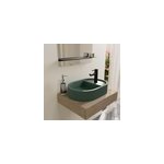 Vasque � poser ovale en b�ton vert effet mouchet� l. 54 x h. 12 x p. 36, 5 cm, homesight pao