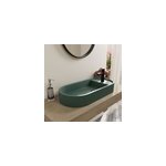 Vasque � poser ovale en b�ton vert effet mouchet� l. 80 x h. 12 x p. 36, 5 cm, homesight pao