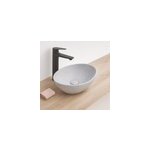 Vasque � poser ovale en c�ramique effet marbre gris h. 14 cm ondee