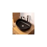 Vasque � poser ovale c�ramique noir mat l. 48 x h. 13 cm homesight pebble