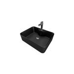 Vasque rectangulaire � poser en c�ramique noire, l. 40 x h. 13, 5 x p. 37 cm, galedo fjord