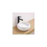 Vasque � poser ronde en c�ramique blanc brillant h. 12 cm ondee