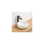 Vasque � poser ronde en c�ramique blanc mat h. 12 cm ondee