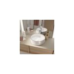 Vasque  poser ronde en cramique blanche avec liser dor ros 35, 5 x h. 12 cm, galedo