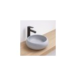 Vasque � poser ronde en c�ramique effet b�ton h. 12 cm ondee