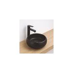 Vasque � poser ronde en c�ramique noir mat h. 12 cm ondee