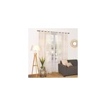 Voilage � illets �tamine broderie petites feuilles blanc ivoire l. 240 x l. 140cm dylrev