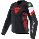 Blouson dainese avro 5 pelle noir rouge lave blanc