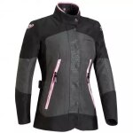Blouson femme ixon lady bloom anthracite noir rose