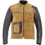 Blouson helstons johnson ragsuede noir beige