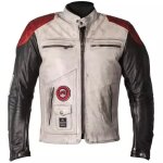 Blouson helstons tracker rag blanc noir rouge