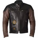 Blouson helstons tracker rag noir camel