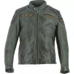 Blouson helstons trevor cuir rag vert noir