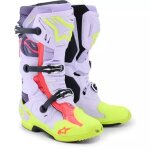 Bottes cross alpinestars tech 10 supervented violet jaune fluo rose
