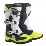 Bottes cross enfant alpinestars tech 3s noir blanc jaune fluo
