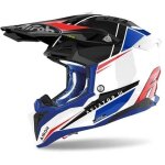 Casque cross airoh aviator 3 push bleu rouge gloss