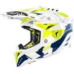 Casque cross airoh aviator 3 spin jaune bleu gloss