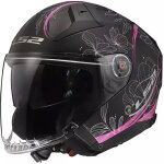 Casque ls2 of603 infinity ii lotus noir mat rose blanc
