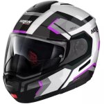Casque nolan n90 - 3 lighthouse n - com 49 blanc mtal noir fuchsia