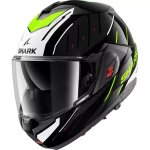 Casque shark oxo rydger noir blanc vert brillant