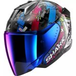 Casque shark skwal i3 jet hellcat noir chrome bleu brillant Casque shark skwal i3 jet hellcat noir chrome bleu brillant